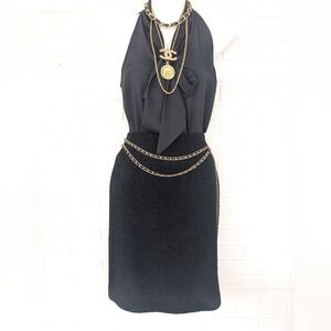 CHANEL Black Crepe Wool Skirt